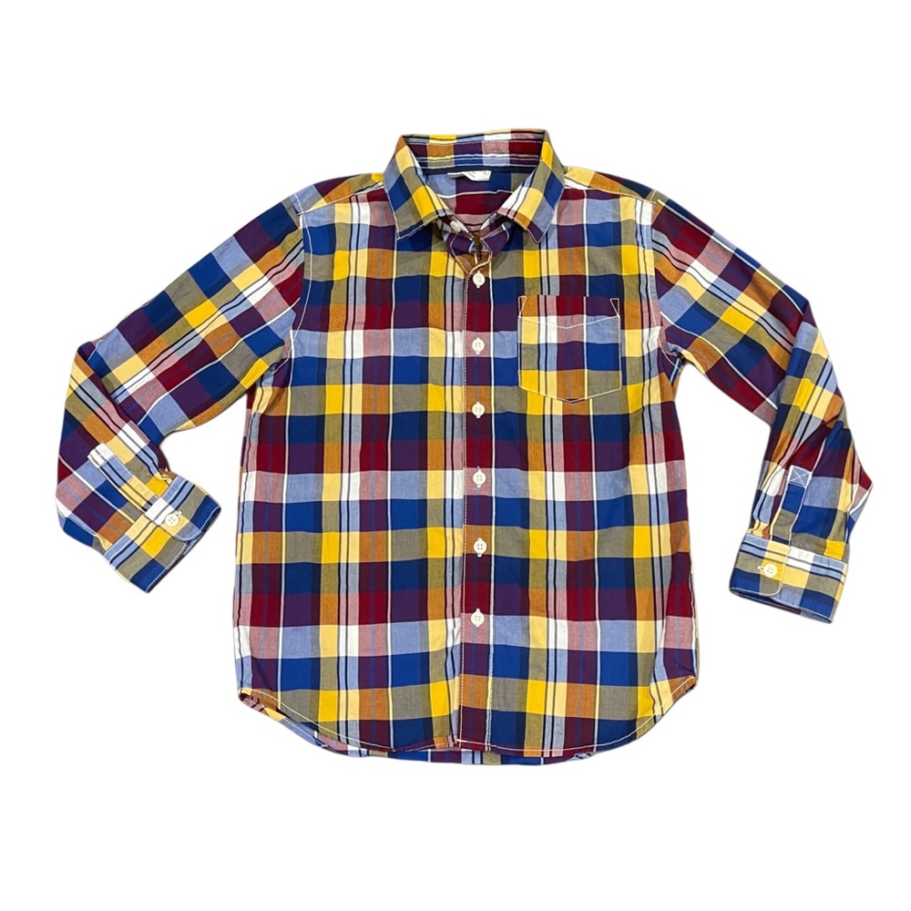 CRAZY 8 Boy's Multicolor Plaid Button-Down Shirt - Size 7/8 - Picture 2 of 4